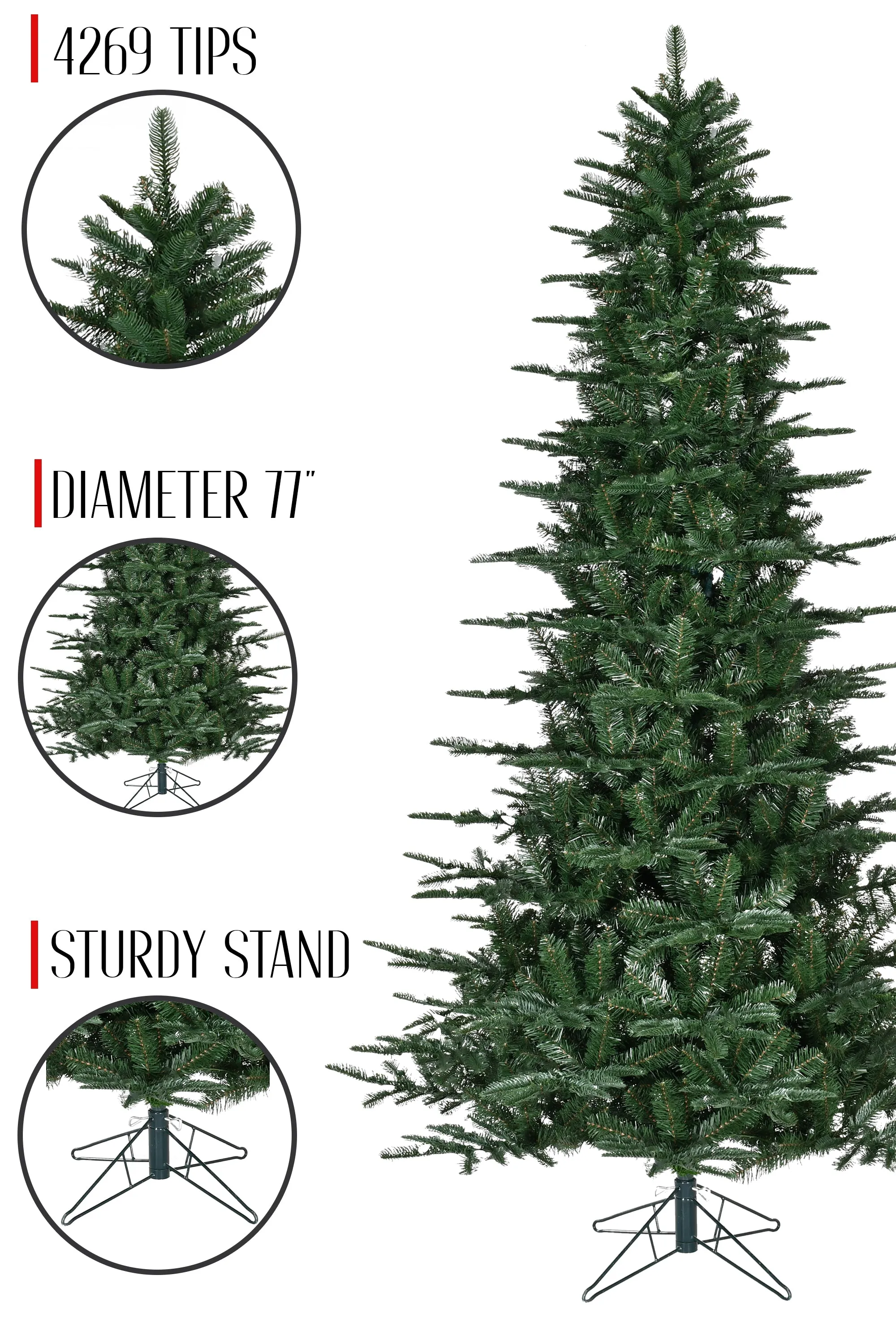 11ft Unlit Green Aspen Fir Christmas Tree - 4269 Tips 77" Diameter with Stand