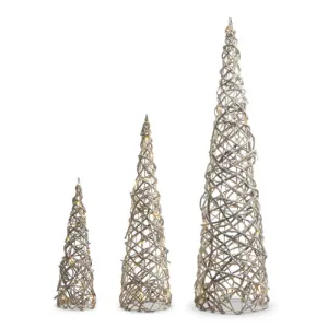 16-36" Lighted Rattan Cone Trees