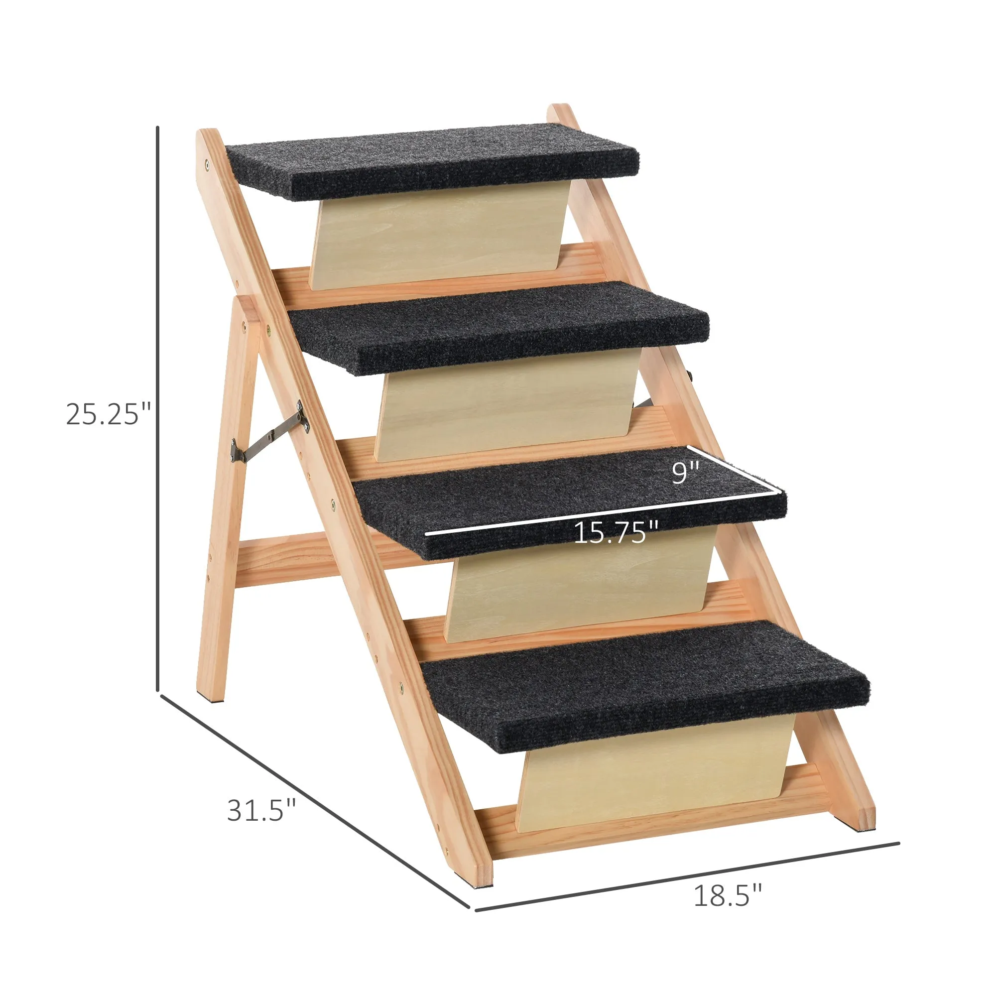 2-in-1 Wooden Pet Stairs and Ramp - Black