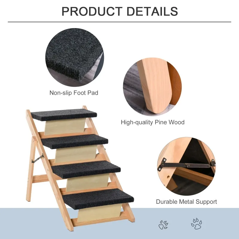 2-in-1 Wooden Pet Stairs and Ramp - Black
