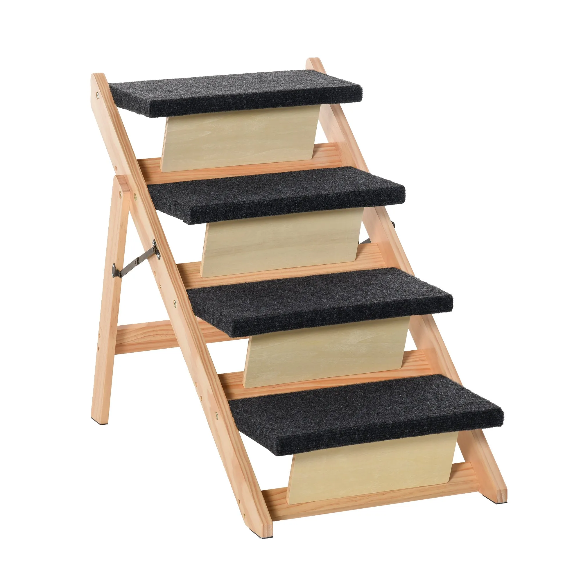 2-in-1 Wooden Pet Stairs and Ramp - Black