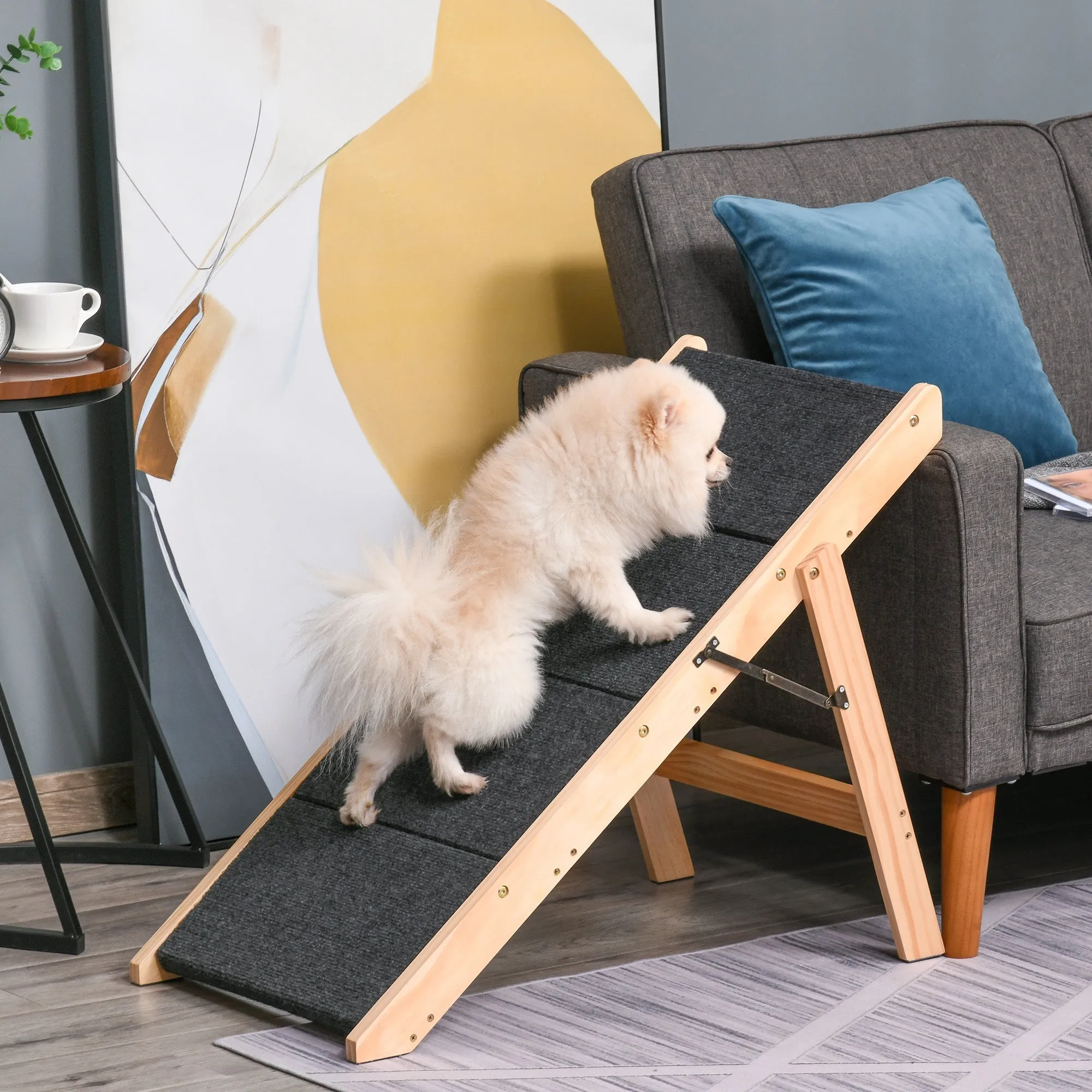 2-in-1 Wooden Pet Stairs and Ramp - Black