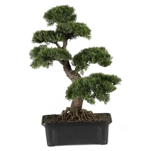 24" Artificial Cedar Bonsai Silk Plant - Low Maintenance, Life-Like & Vibrant Silk Trees For Busy People.