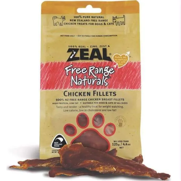 [3 FOR $43] Zeal Free Range Naturals Chicken Breast Fillets Cat & Dog Treats 125g