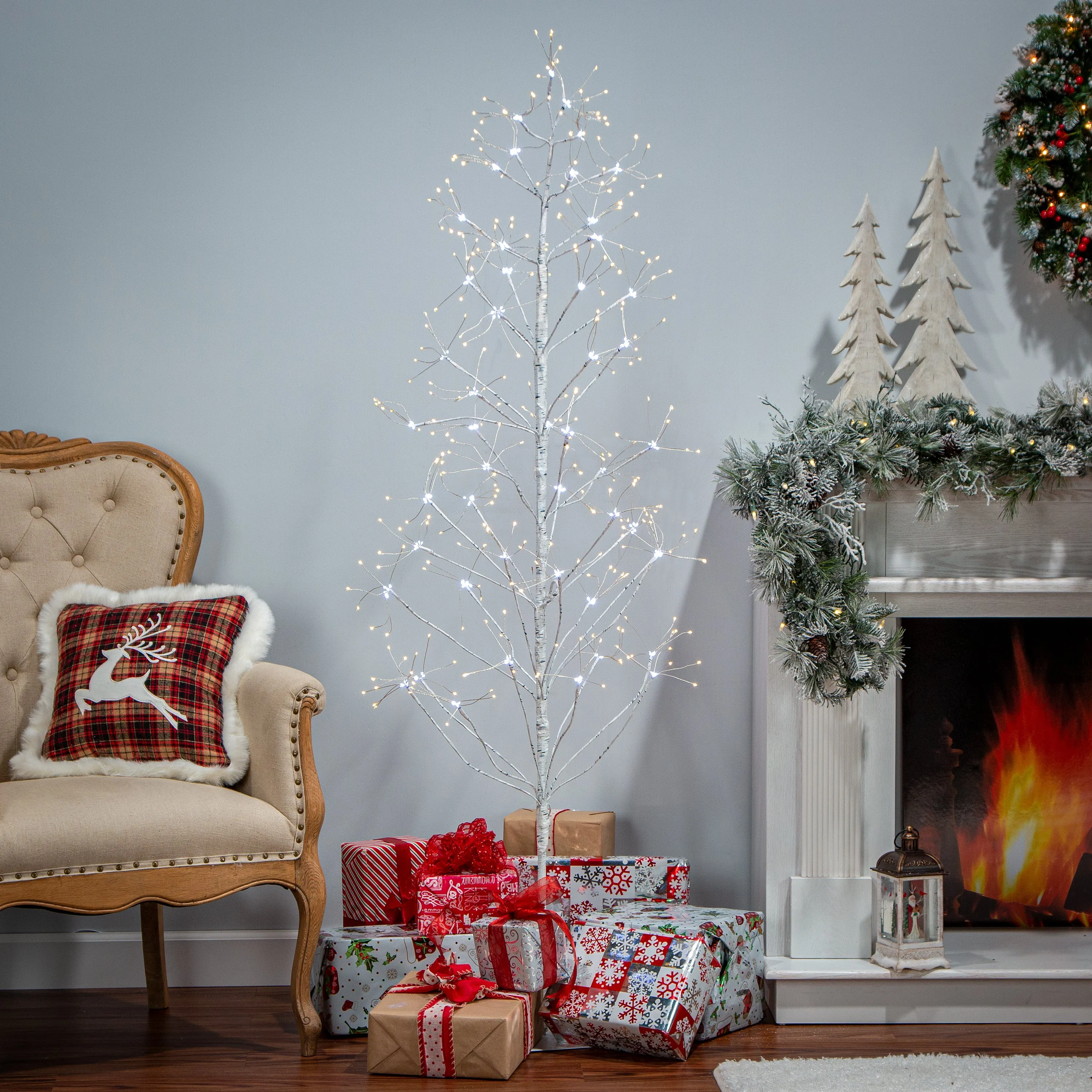 6 ft Tall Birch Tree with 588 LEDs, Multifunction Adapter