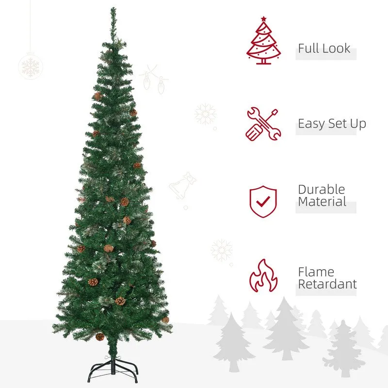 6.5 Foot Tall Pencil Slim Artificial Christmas Tree with Realistic Branches