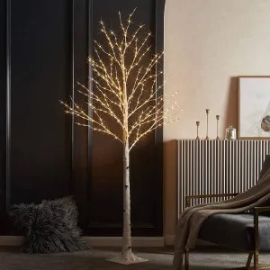 6FT Decorative Birch Tree with LED Lights Indoor/Outdoor