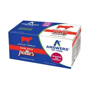 Answers Pet Food Detailed Formula Beef Raw Frozen Dog Food Patties 20 lb