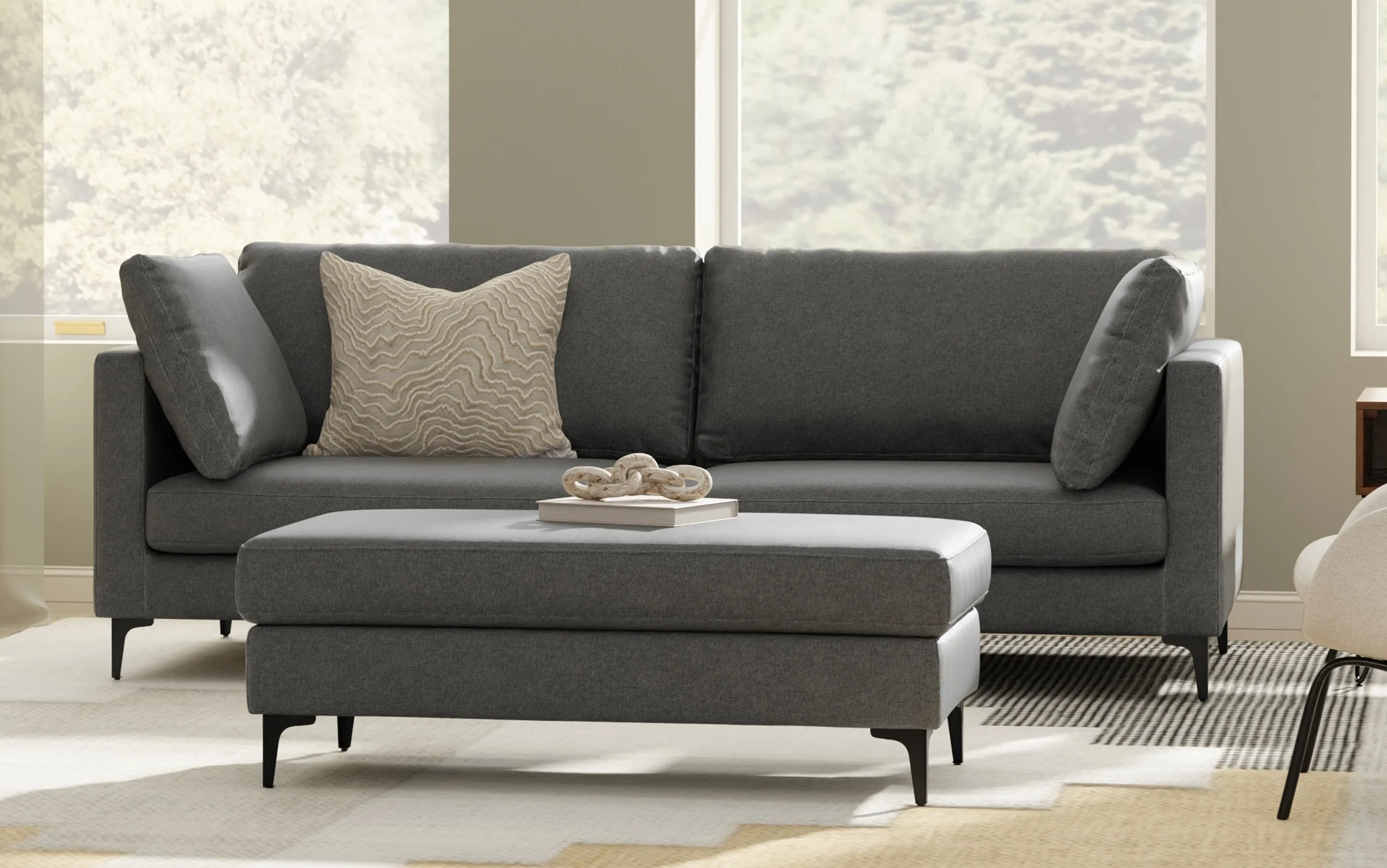 Ava 90 inch Mid Century Sofa