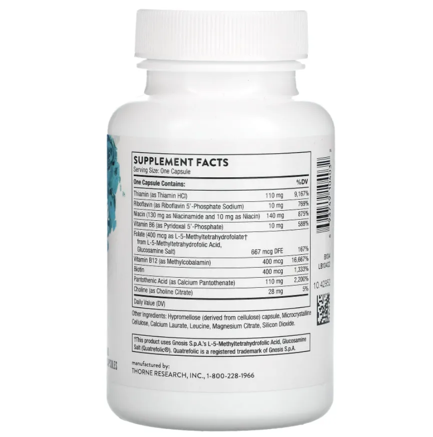 B vitamins, BASIC B COMPLEX, Thorne Research, 60 capsules
