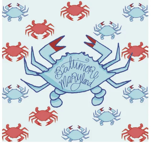 Baltimore Blue Crab  / Throw Pillow