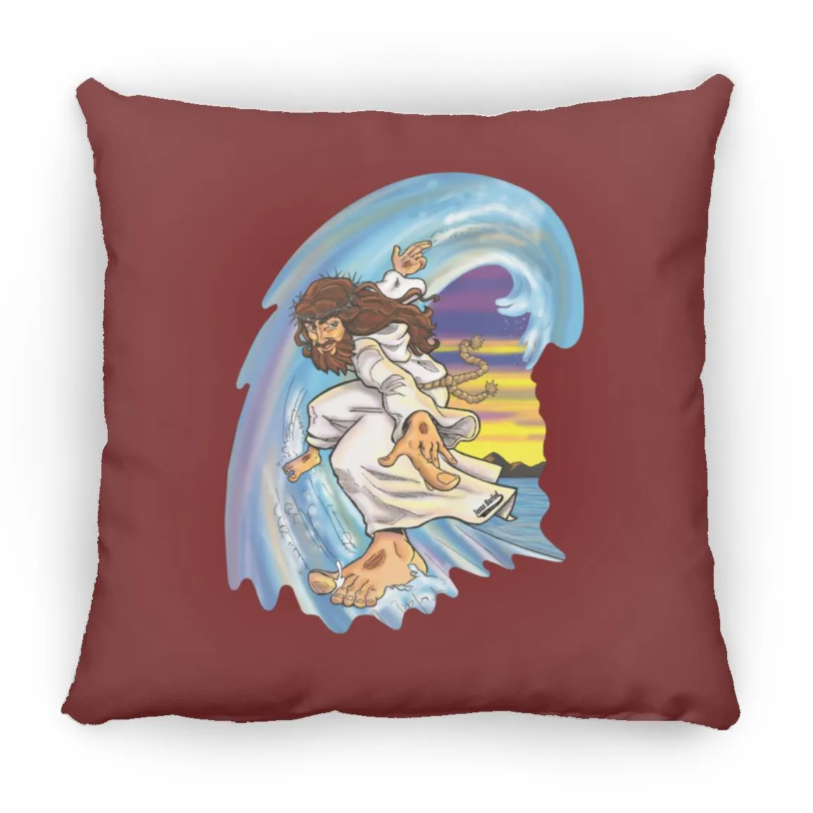 Big Jesus Wave - Large Square Pillow