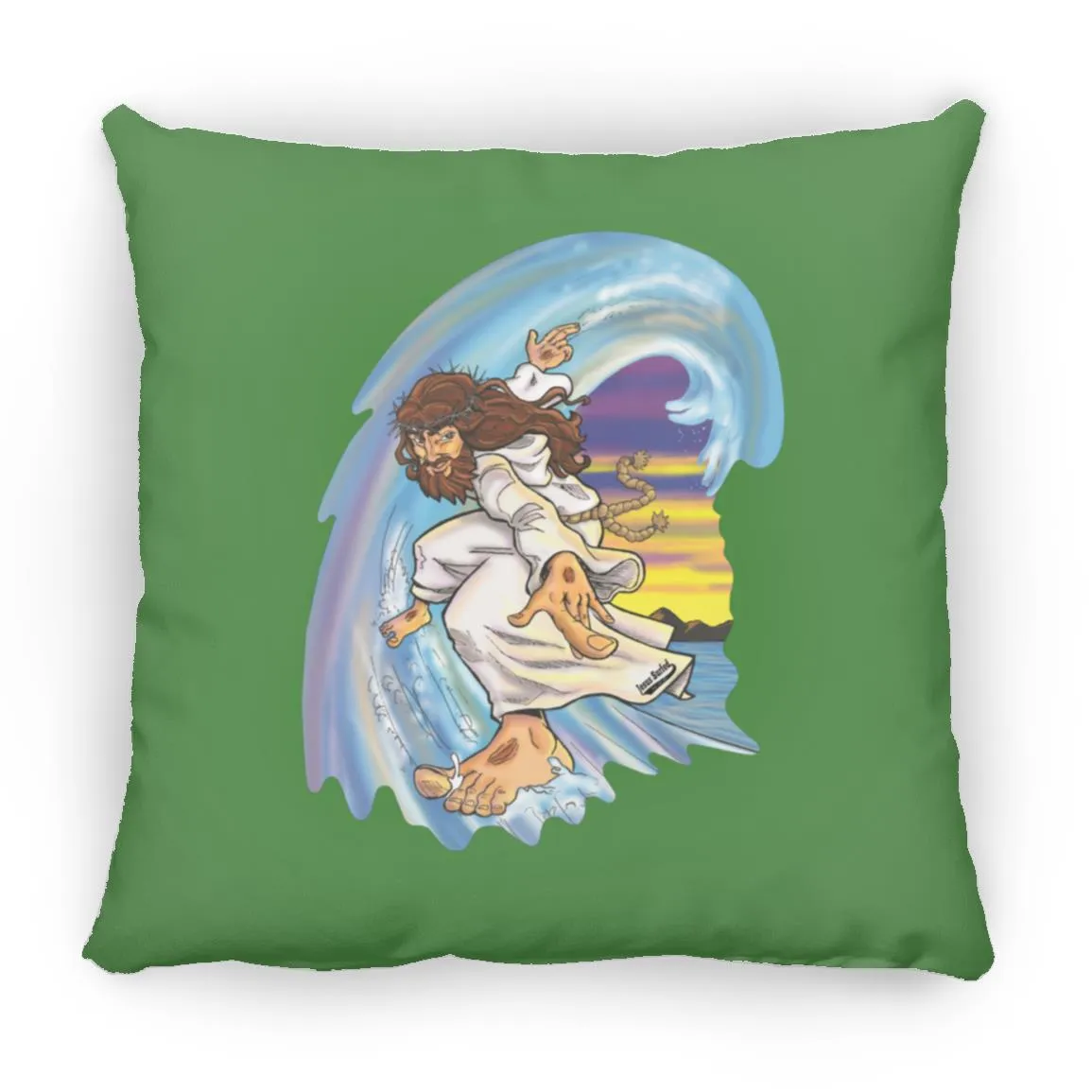 Big Jesus Wave - Large Square Pillow