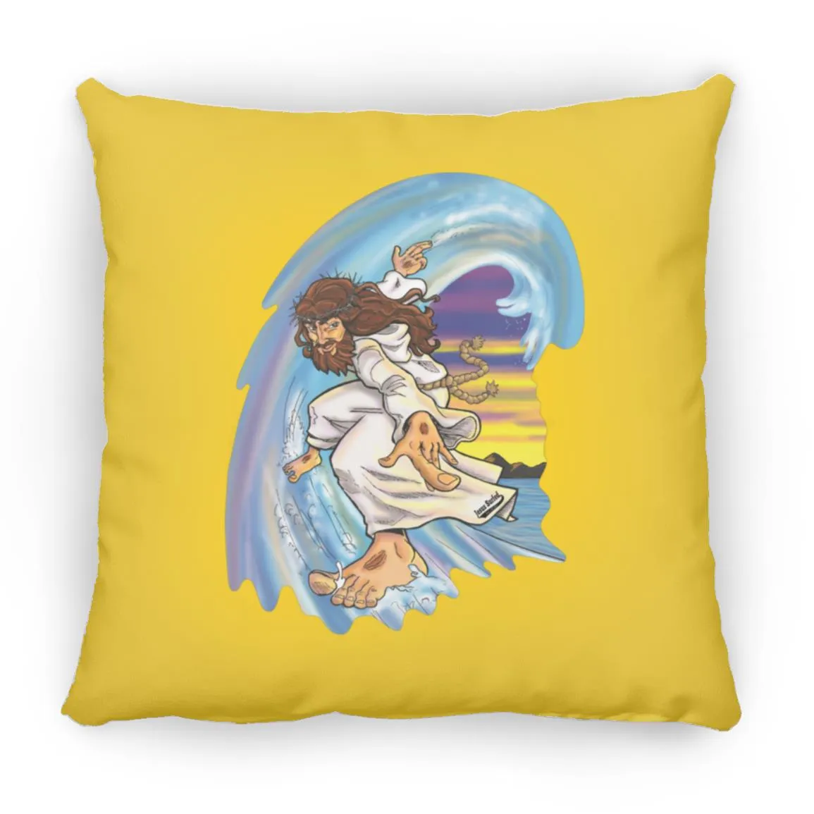 Big Jesus Wave - Large Square Pillow