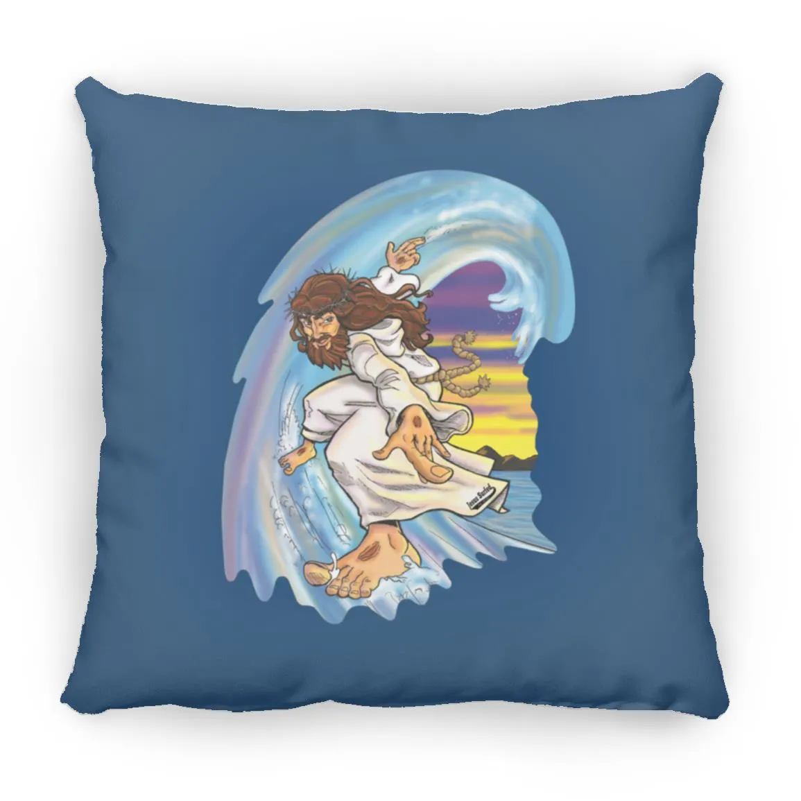 Big Jesus Wave - Large Square Pillow