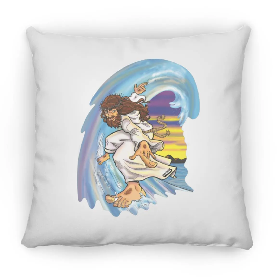 Big Jesus Wave - Large Square Pillow