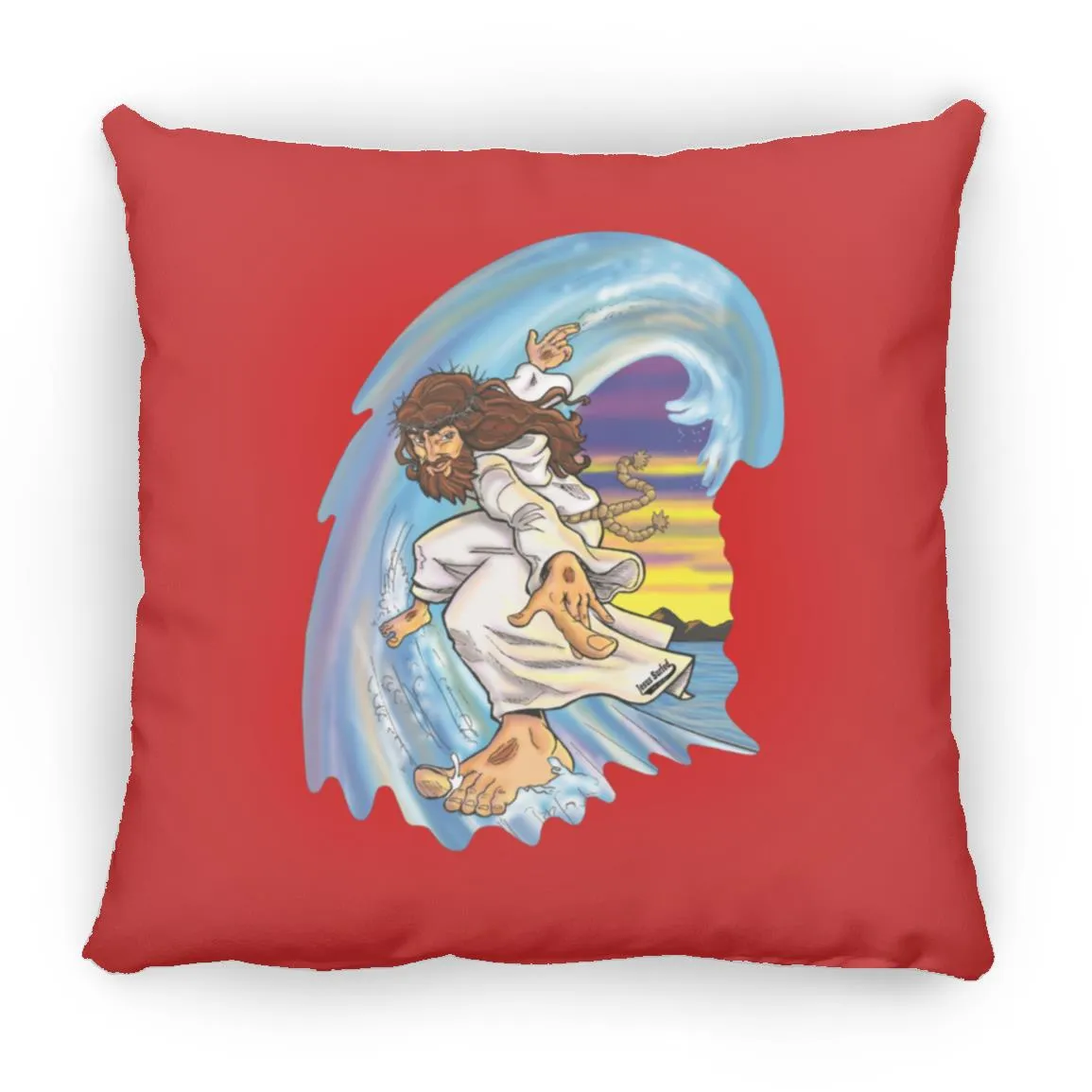 Big Jesus Wave - Large Square Pillow
