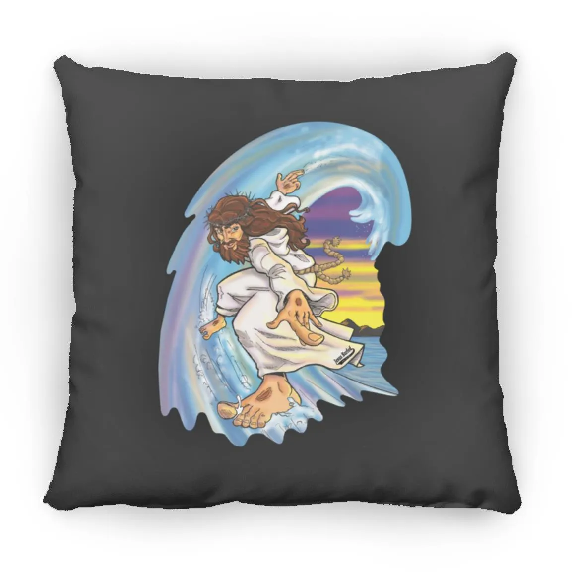 Big Jesus Wave - Large Square Pillow