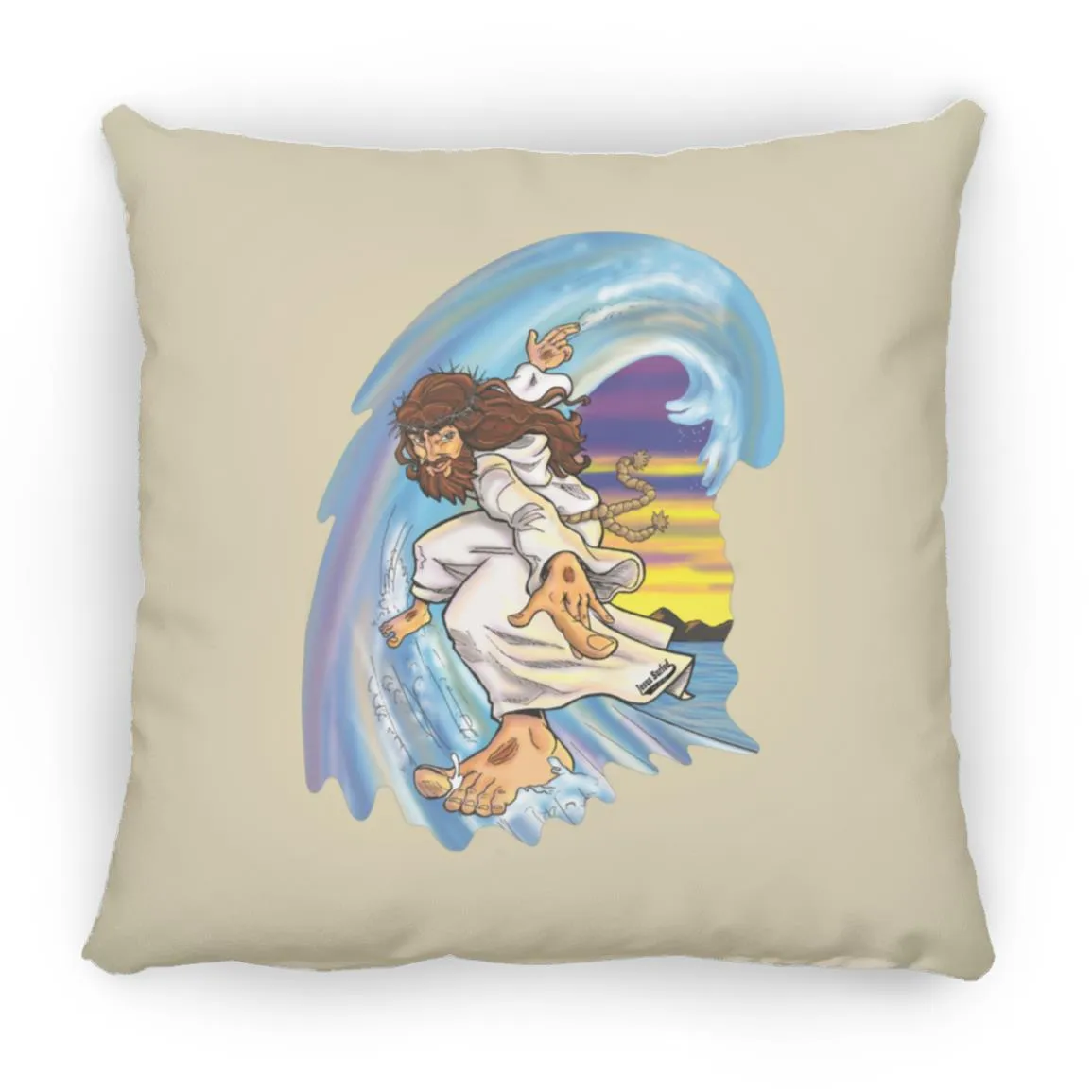 Big Jesus Wave - Large Square Pillow