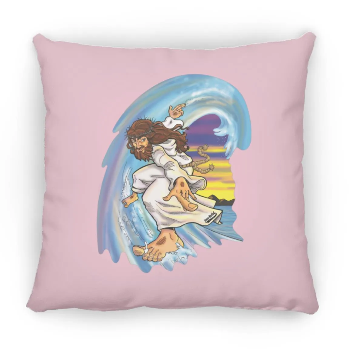 Big Jesus Wave - Large Square Pillow
