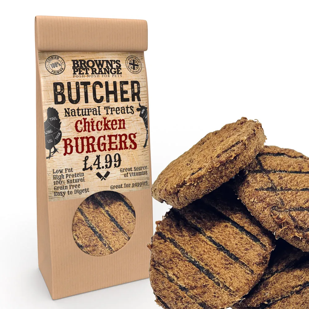 Chicken Butchers Burgers x5 | Brown's Natural Dog Treats