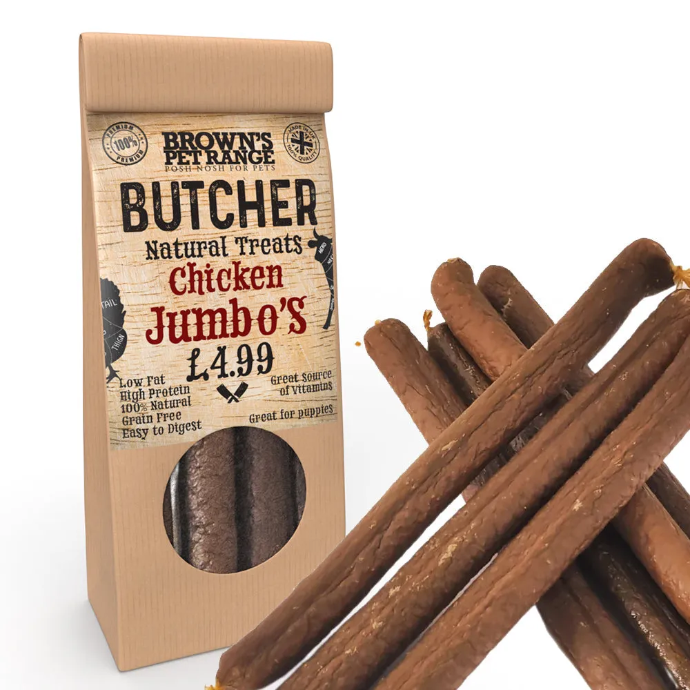 Chicken Butchers Jumbo Sausages x5 | Brown's Natural Dog Treats