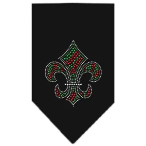 Christmas Fleur De Lis Rhinestone Bandana Black Small