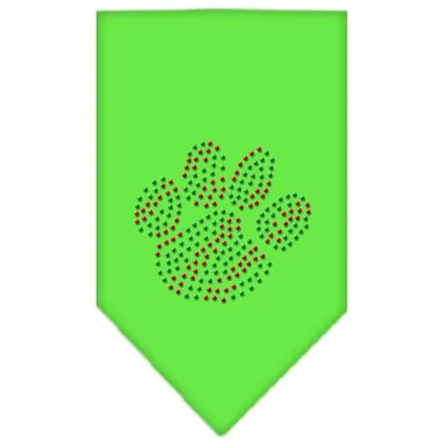 Christmas Paw Rhinestone Bandana Lime Green Small