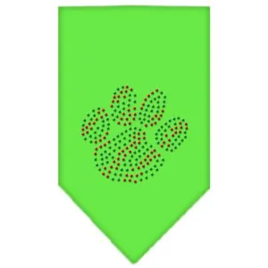 Christmas Paw Rhinestone Bandana Lime Green Small