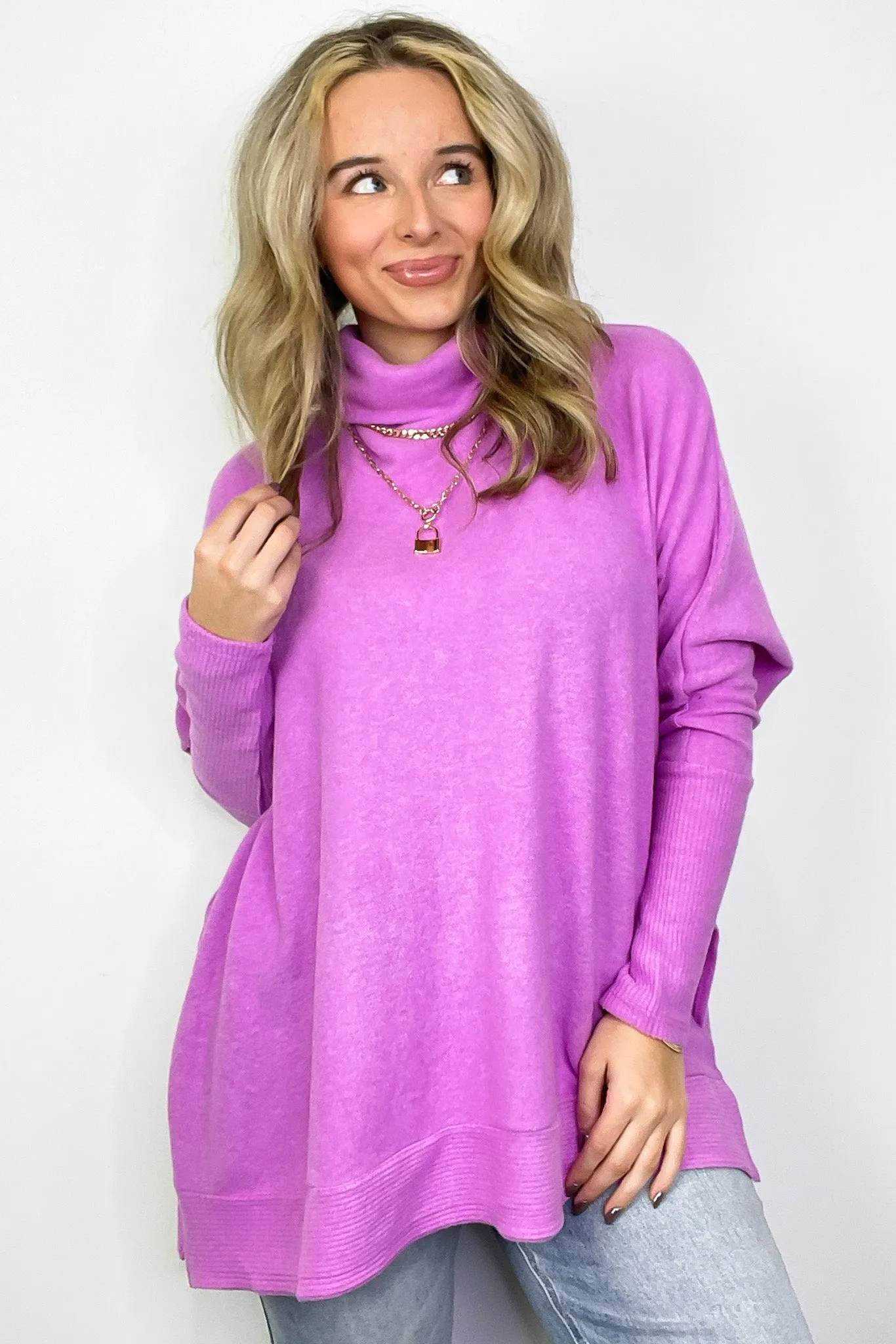 Cozy Harmony Brushed Melange Knit Cowl Neck Poncho Sweater - BACK IN STOCK
