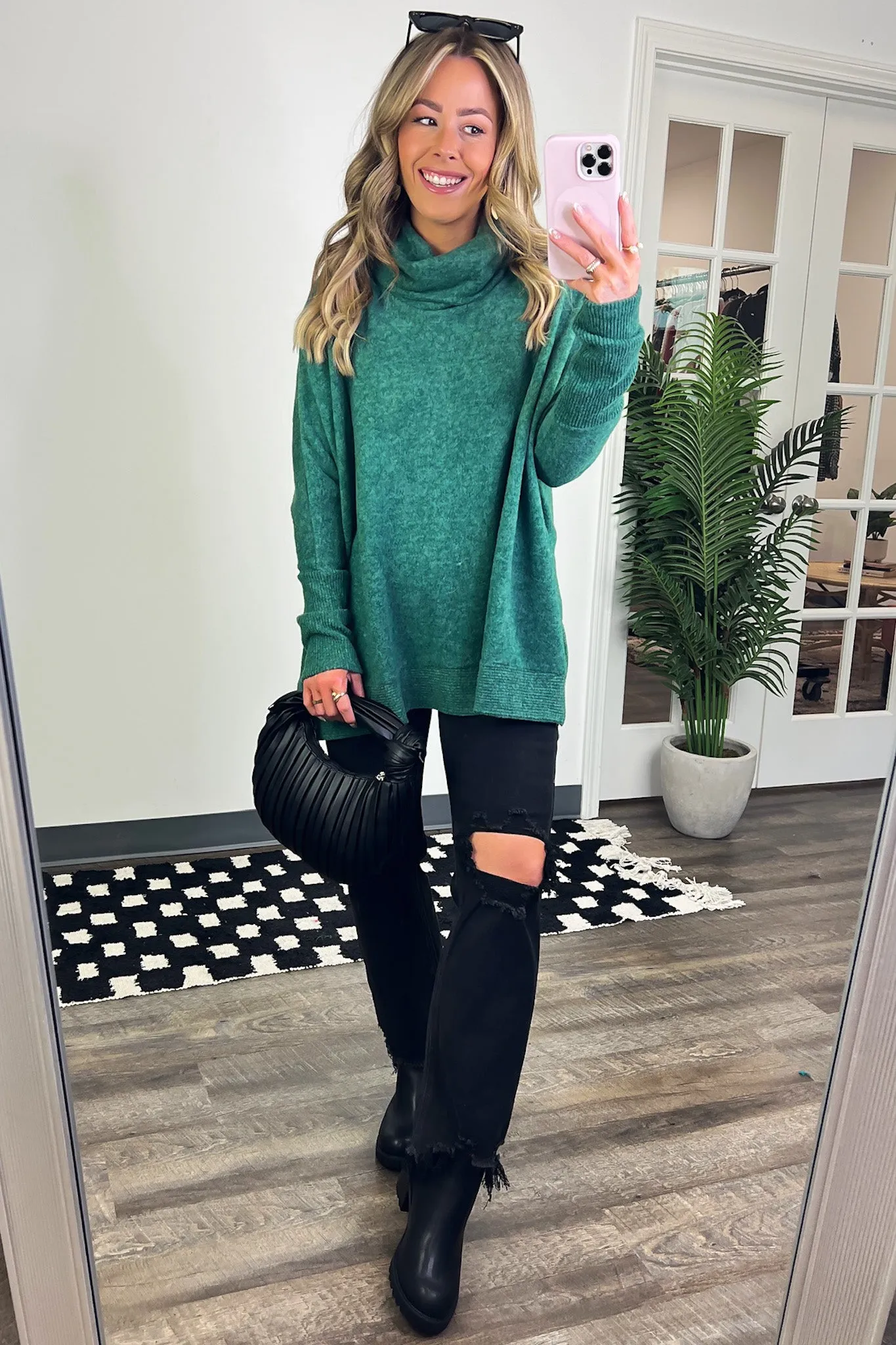 Cozy Harmony Brushed Melange Knit Cowl Neck Poncho Sweater - BACK IN STOCK