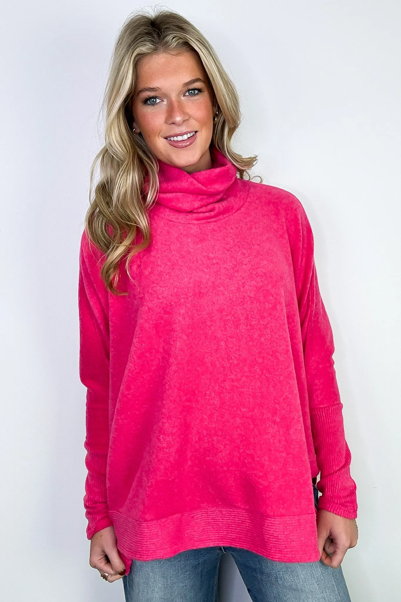 Cozy Harmony Brushed Melange Knit Cowl Neck Poncho Sweater - BACK IN STOCK