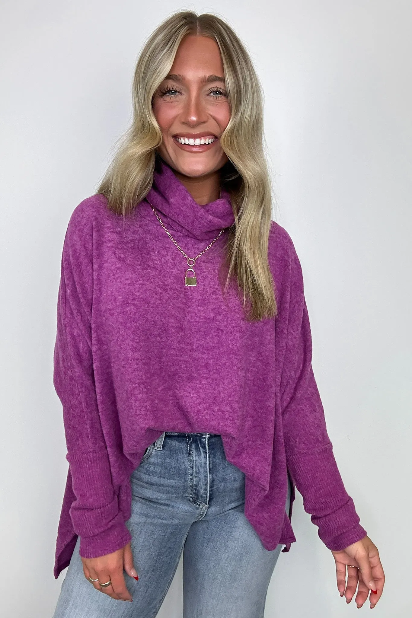 Cozy Harmony Brushed Melange Knit Cowl Neck Poncho Sweater - BACK IN STOCK