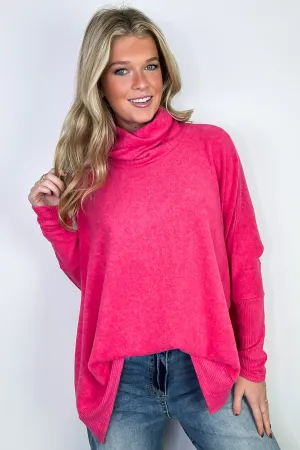 Cozy Harmony Brushed Melange Knit Cowl Neck Poncho Sweater - BACK IN STOCK