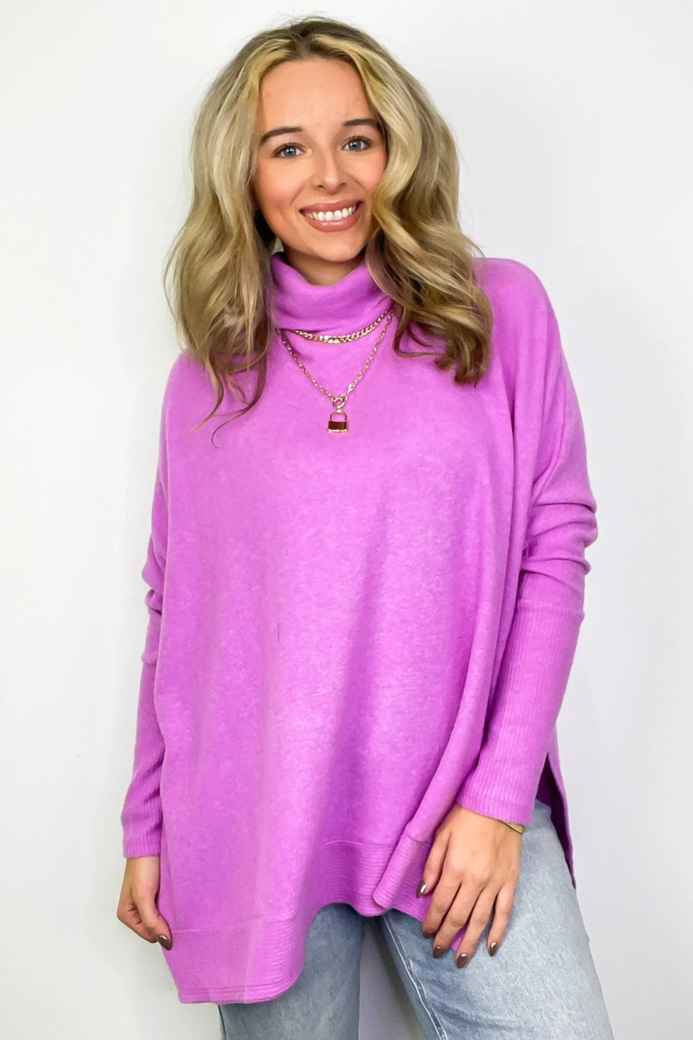 Cozy Harmony Brushed Melange Knit Cowl Neck Poncho Sweater - BACK IN STOCK