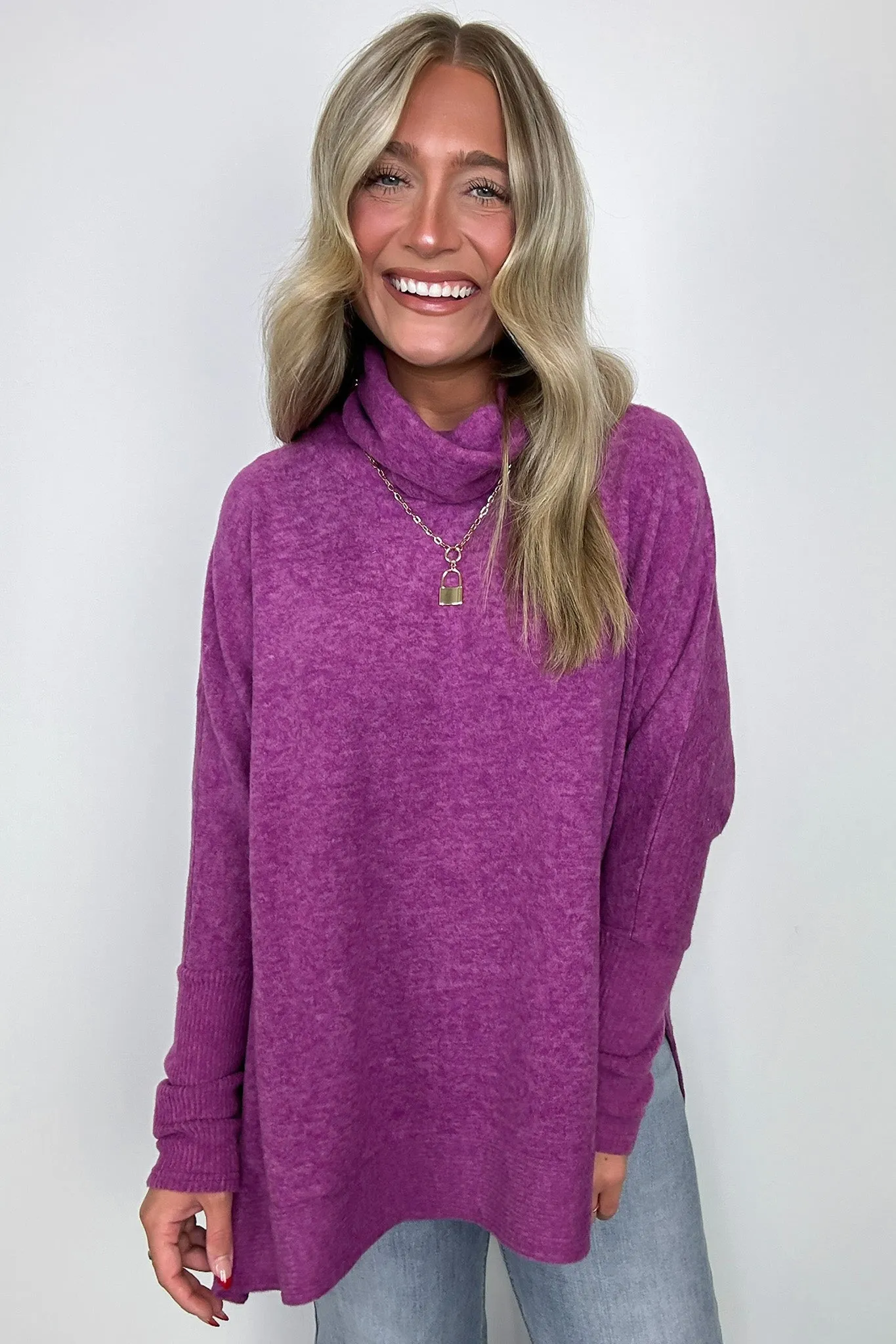 Cozy Harmony Brushed Melange Knit Cowl Neck Poncho Sweater - BACK IN STOCK