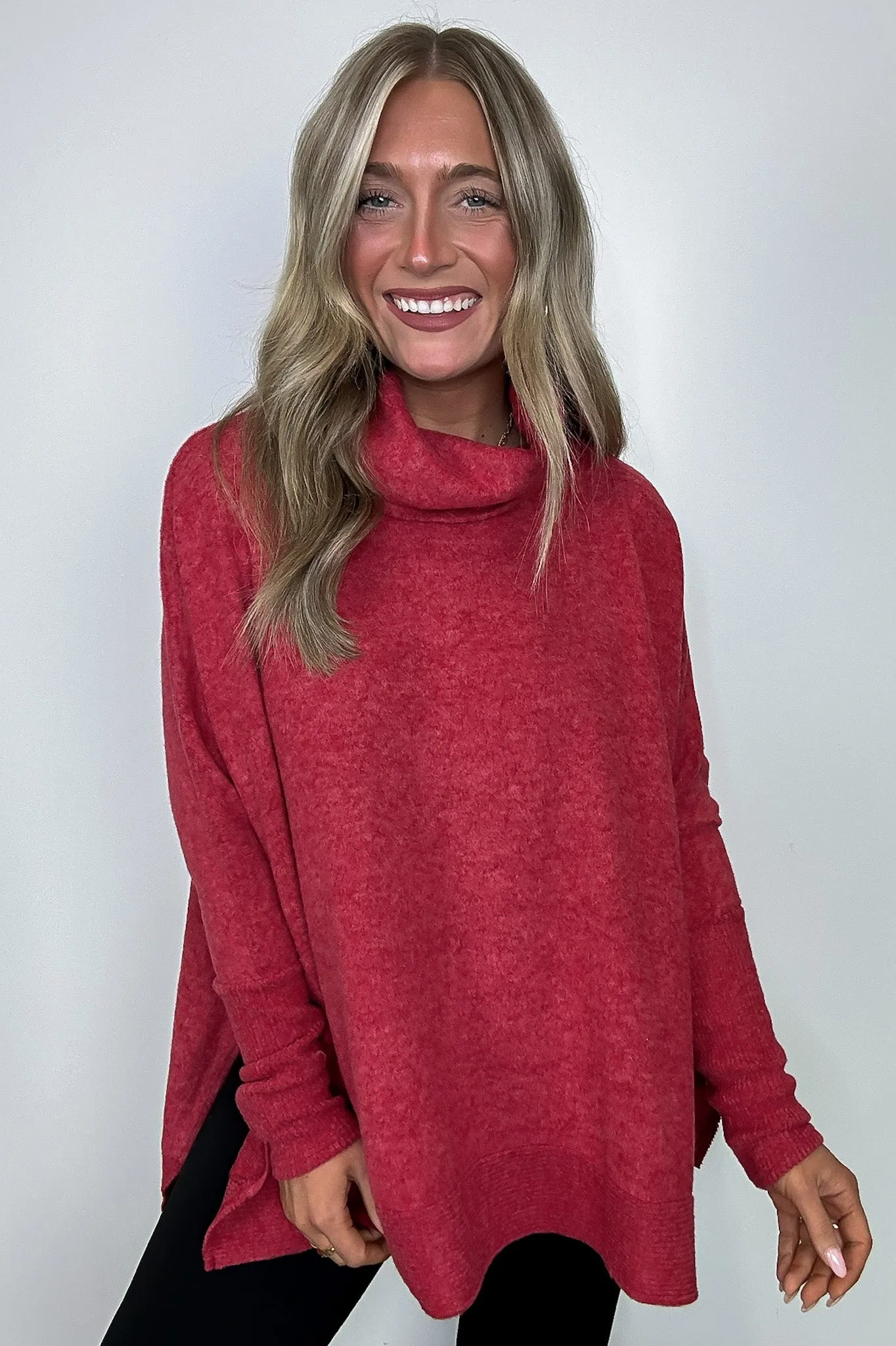 Cozy Harmony Brushed Melange Knit Cowl Neck Poncho Sweater - BACK IN STOCK