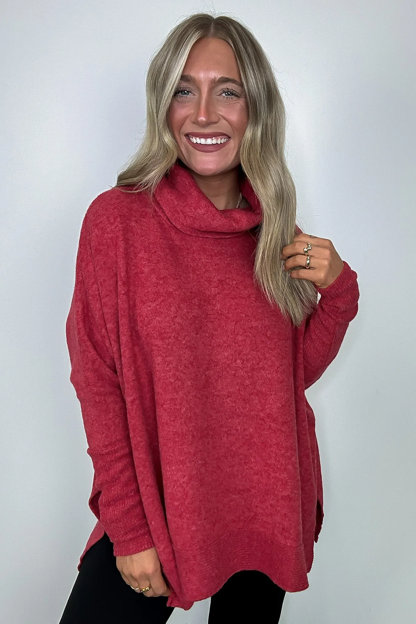 Cozy Harmony Brushed Melange Knit Cowl Neck Poncho Sweater - BACK IN STOCK