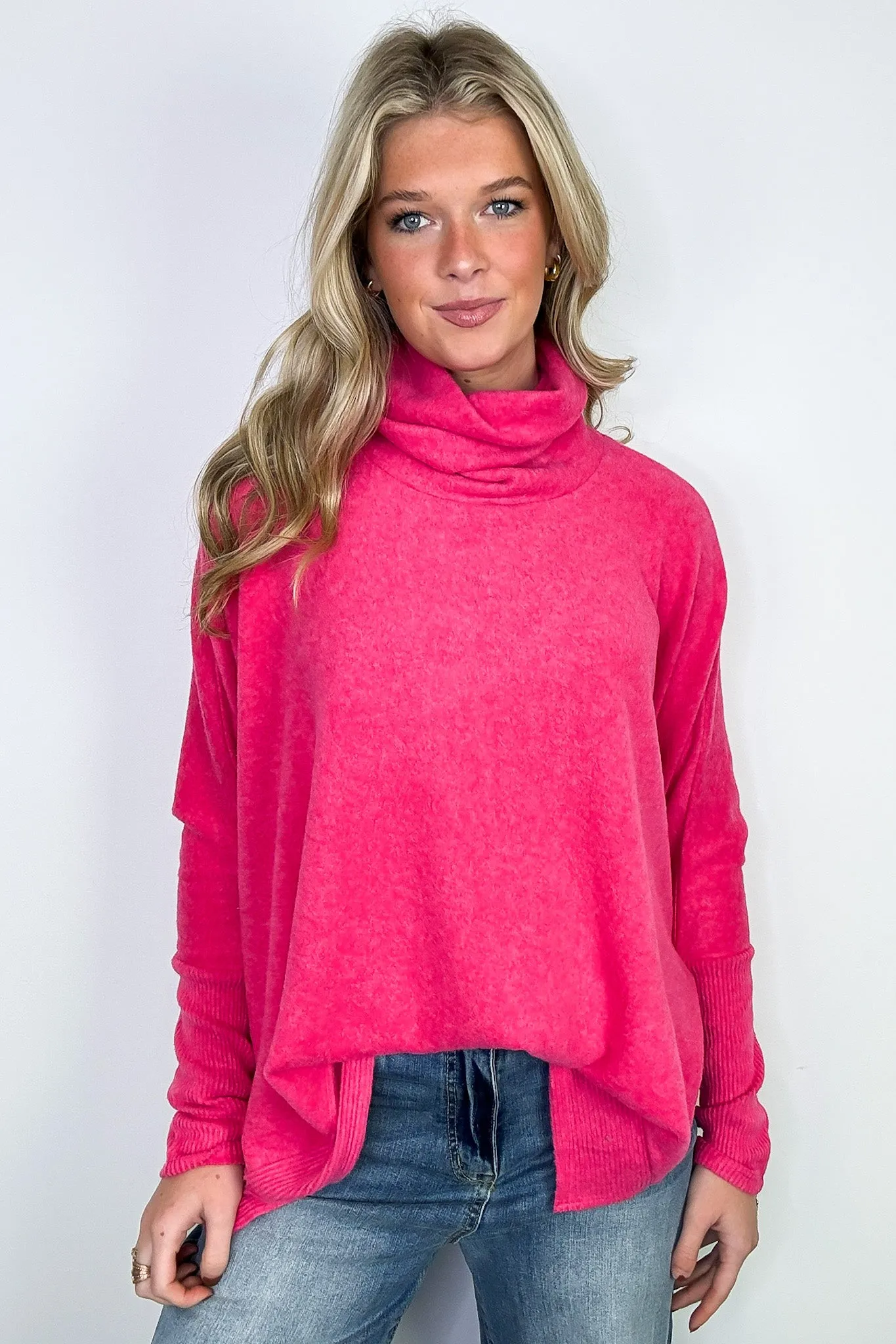 Cozy Harmony Brushed Melange Knit Cowl Neck Poncho Sweater - BACK IN STOCK
