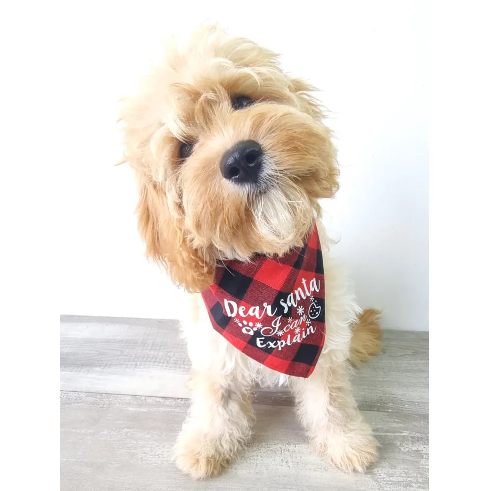 Dear Santa I Can Explain Red Plaid Bandana