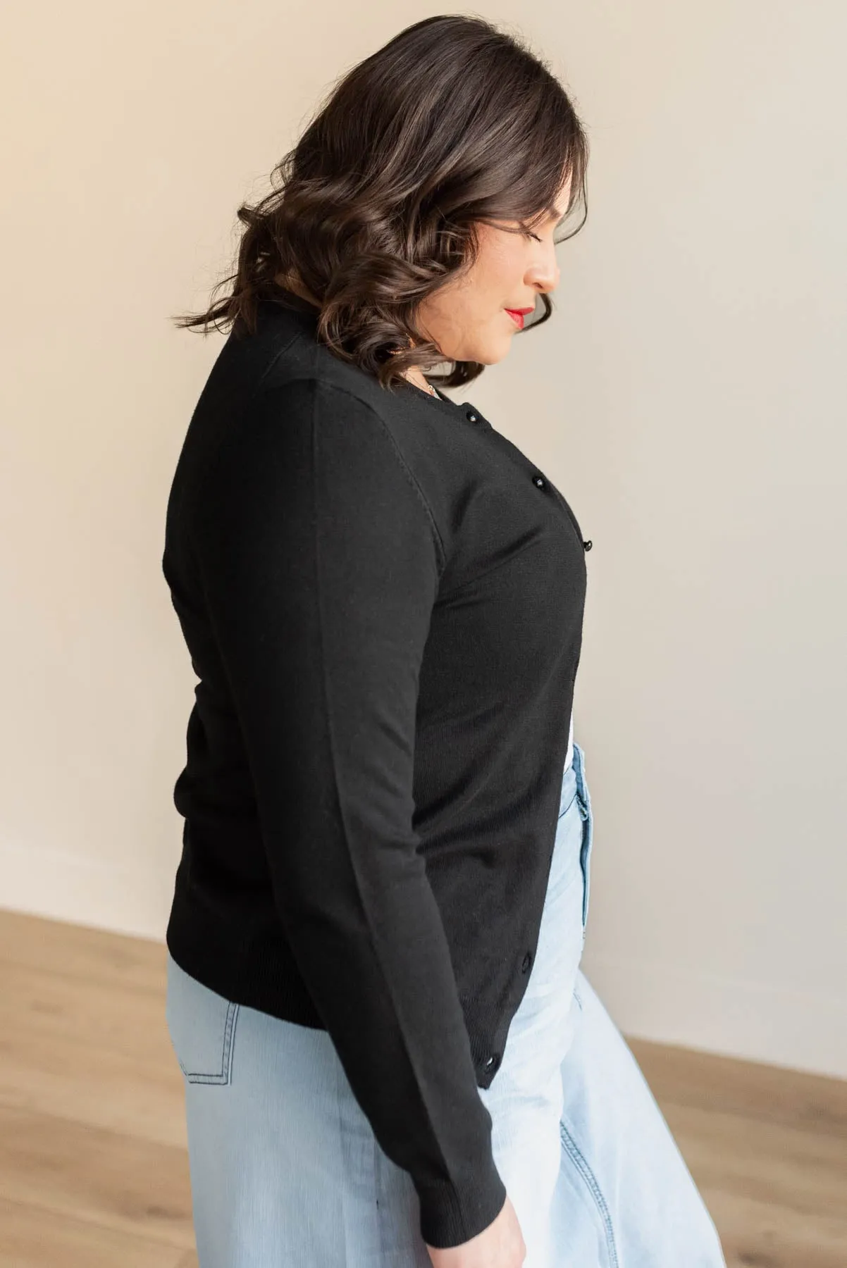 Deja Black Button Down Cardigan