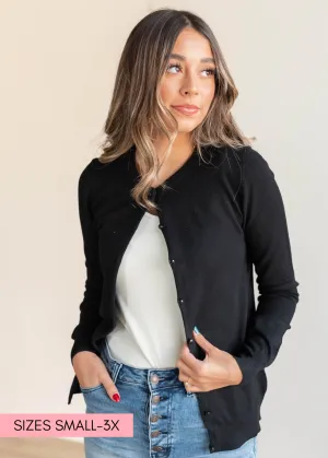 Deja Black Button Down Cardigan