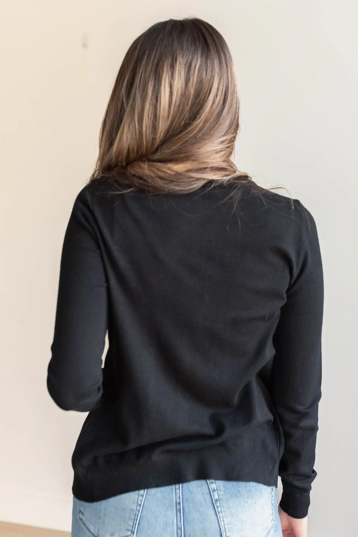 Deja Black Button Down Cardigan