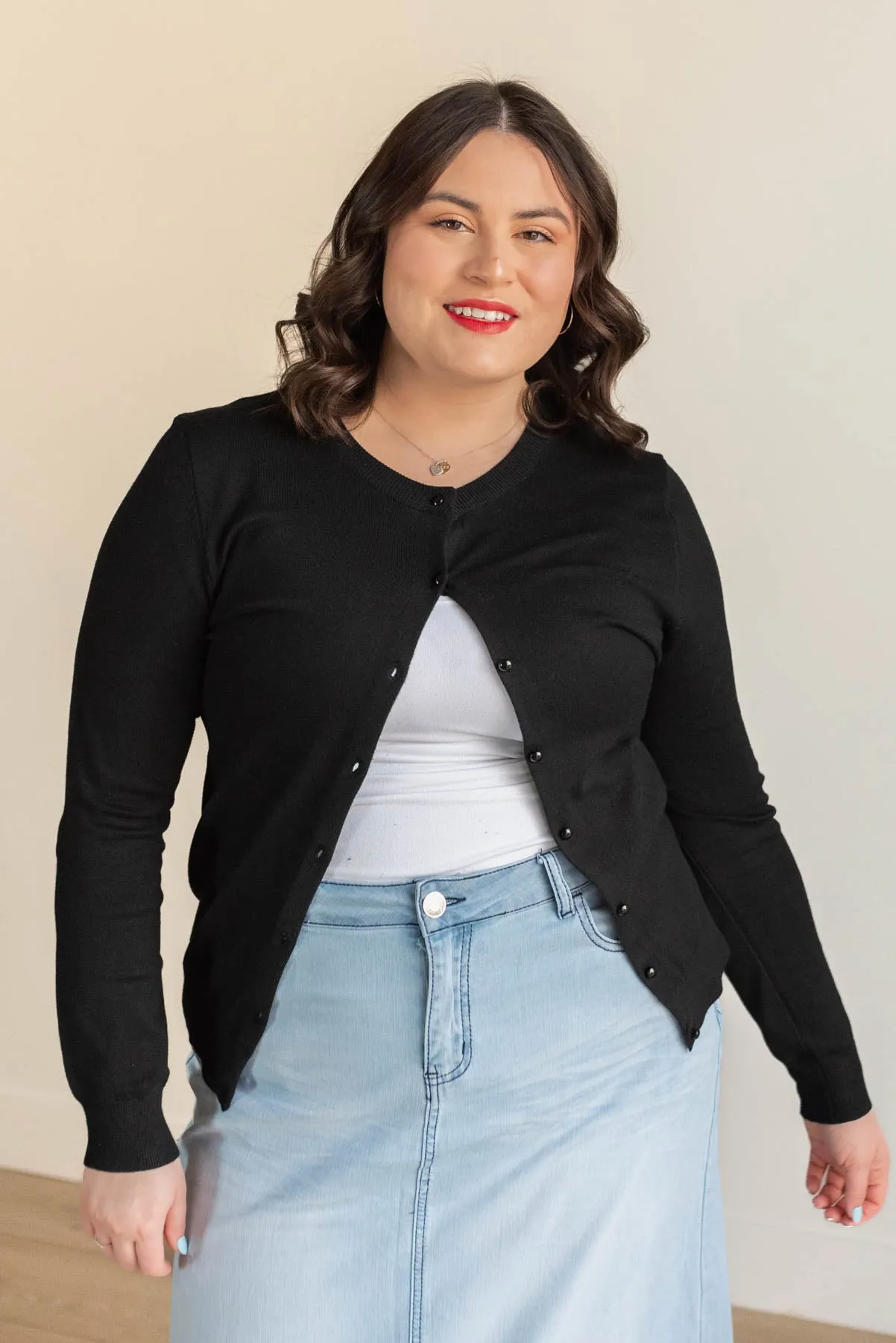 Deja Black Button Down Cardigan