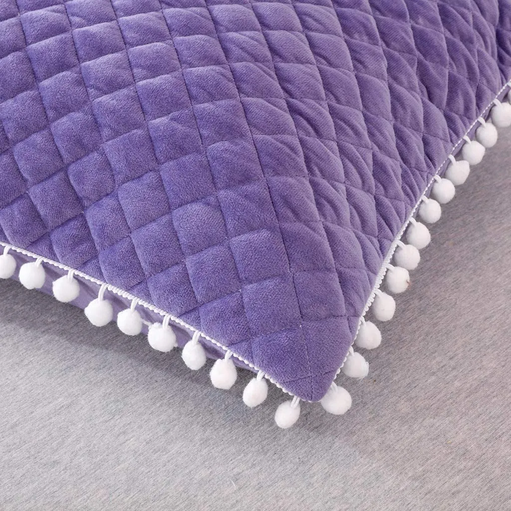 Diamond Purple Pom Pom Pillows