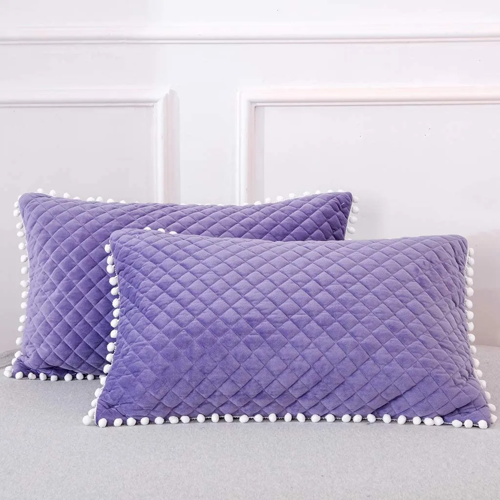 Diamond Purple Pom Pom Pillows