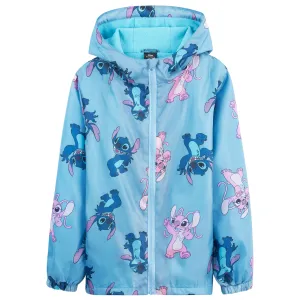 Disney Stitch Girls Raincoat - Waterproof Hooded Jacket for Kids