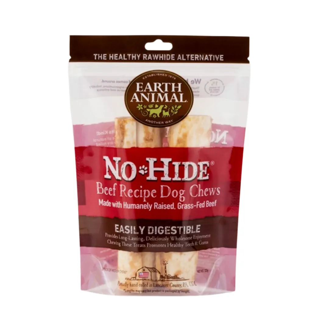 Earth Animal Long Lasting No Hide Chews, Pack of 2, Small & Medium, Available in Beef, Chicken, Peanut Butter, Salmon & Venison