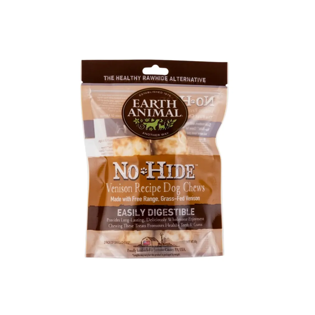 Earth Animal Long Lasting No Hide Chews, Pack of 2, Small & Medium, Available in Beef, Chicken, Peanut Butter, Salmon & Venison