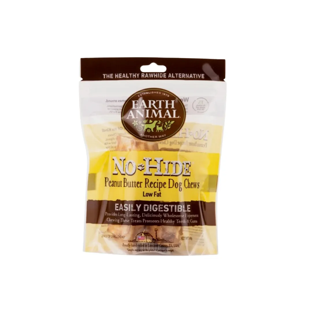 Earth Animal Long Lasting No Hide Chews, Pack of 2, Small & Medium, Available in Beef, Chicken, Peanut Butter, Salmon & Venison